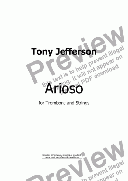 page one of Arioso   (for Trombone and Strings)