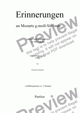 page one of "Erinnerungen" an Mozarts g-moll-Sinfonie