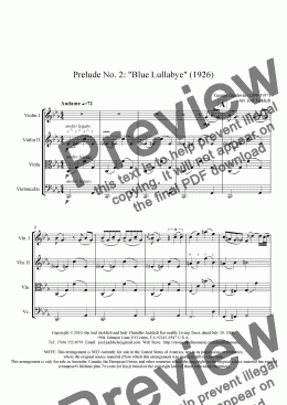 page one of Prelude No. 2: Blue Lullabye (String Quartet)