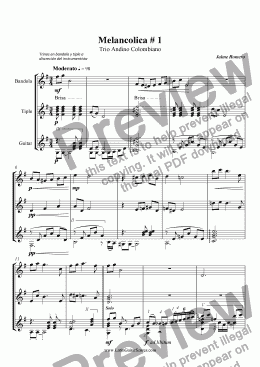page one of Melancolica # 1 (Pasillo) - Andean Colombian Trio