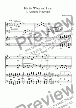 page one of Trio for Wind and Piano