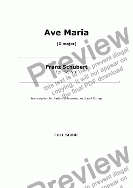 page one of Ave Maria (F. Schubert) - G major - for Bariton (Mezzosoprano) and Strings