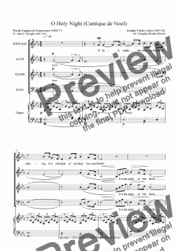 page one of ADAM, Adolphe-Charles, O Holy Night (Cantique de Noel) SATB choir + organ