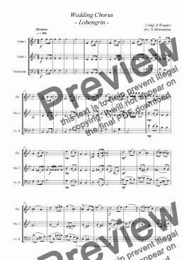 page one of Wedding Chorus (for 2 violins and cello)