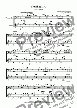 page one of Frühlingslied / Spring Song for violoncello and guitar