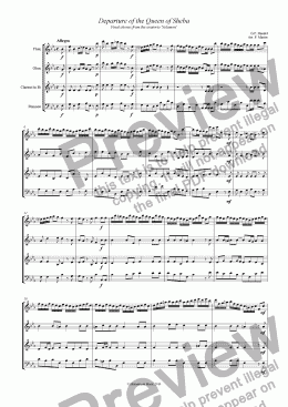 page one of Departure of the Queen of Sheba - Wind Quartet
