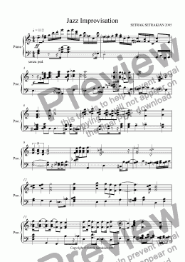page one of Setrak Setrakian, Jazz improvisation for Piano