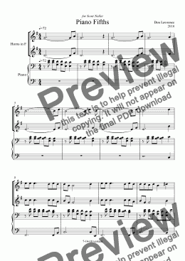 page one of Piano Fifths (two horns and piano)