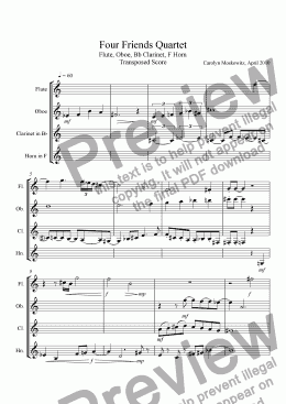 page one of Four Friends Quartet, Fl, Ob, Cl, Hn