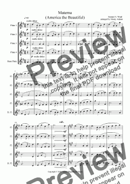 page one of Materna (America the Beautiful) for Flute Choir