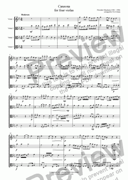 page one of Maschera - CANZONA - for four violas