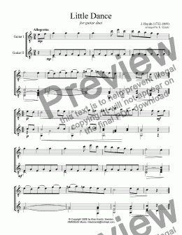 page one of Little Dance for guitar duet