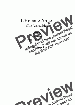 page one of L’Homme Armé for Flute Quartet