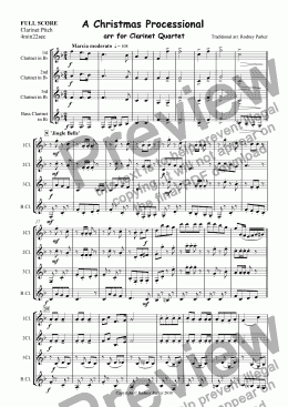 page one of A Christmas Processional arr. for Clarinet Quartet