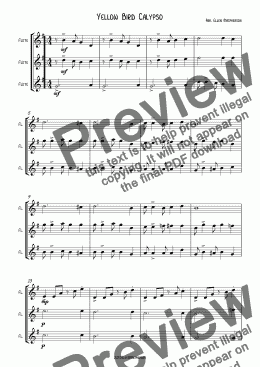 page one of Yellow Bird Calypso - (flute trio)