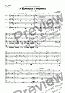 page one of A European Christmas arr. for Clarinet Quartet