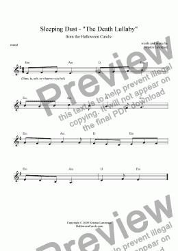 page one of Halloween Carols: Sleeping Dust - "The Death Lullaby" (round)