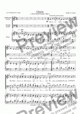 page one of Gloria on a Welsh Hymn Tune
