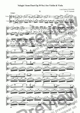 page one of 'Adagio' from Duet Op.39 No.1 for Violin & Viola 