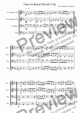 page one of Once in Royal David's City Brass Quartet