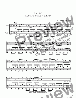 page one of Largo from Winter (L'Inverno) for viola and guitar