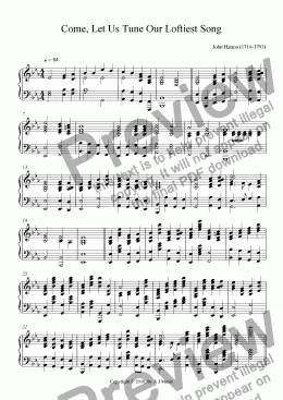 page one of Come, Let Us Tune Our Loftiest Song -Solo Piano