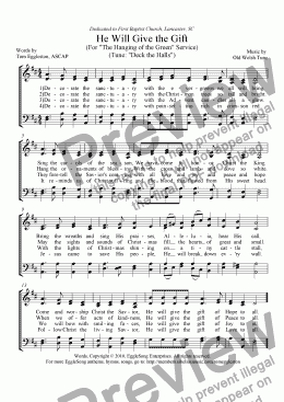page one of He Will Give the Gift (Hymn)