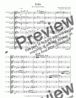 page one of Echo for Clarinet Octet
