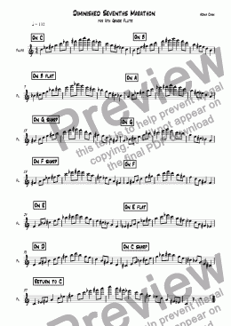 page one of Diminished Sevenths Marathon for 8th Grade Flute