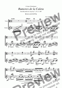 page one of Rumores de la Caleta Op. 71, No 6 for viola and guitar