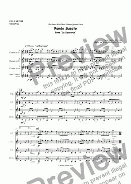page one of Rondo Susato arr. for Clarinet Quartet