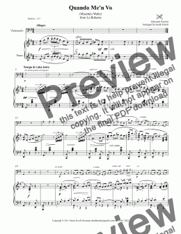page one of Quando Me’n Vo for Cello & Piano