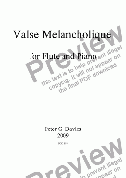 page one of Valse Melancholique for Flute and Piano