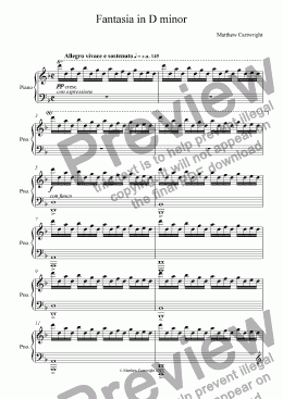 page one of Fantasia in D minor