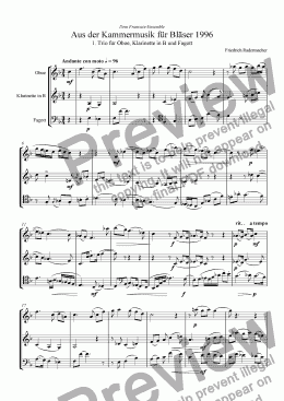page one of 1. Trio für Oboe, Klarinette in B und Fagott