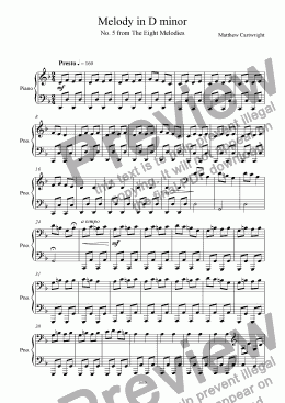 page one of Melody in D minor