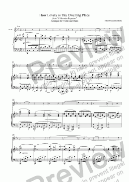 page one of How Lovely is Thy Dwelling Place (BRAHMS), IV. from "A German Requiem" for Violin Solo with piano accompaniment, arr. by Pamela Webb Tubbs