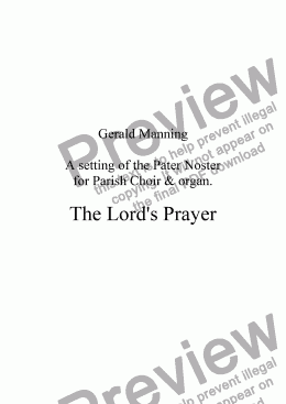 page one of A setting of the Lord’s Prayer (Pater Noster) for Parish Choir & Organ by Gerald Manning