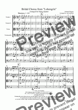 page one of Bridal Chorus from "Lohengrin" for String Quartet