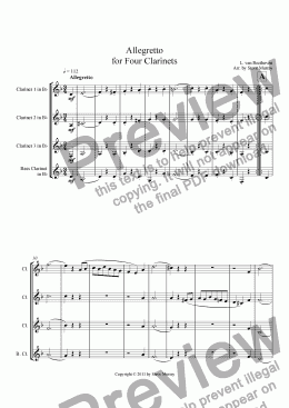 page one of Allegretto for Four Clarinets