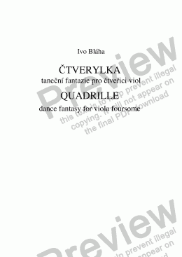 page one of ČTVERYLKA - QUADRILLE - dance fantasy for viola foursome