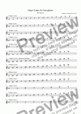 page one of Major Scales for Saxophone - By Octaves