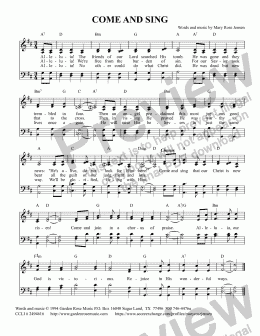page one of Come and Sing (Easter Hymn)