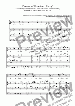 page one of Descant to 'Westminster Abbey' (Blessed city, heavenly Salem/Christ is made the sure foundation)
