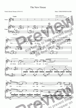 page one of The New House (Song for Tenor and Piano)