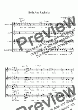 page one of Beih Ana Racheitz - Cantor + SATB