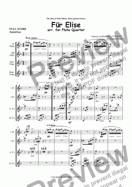 page one of Für Elise arr. for Flute Quartet
