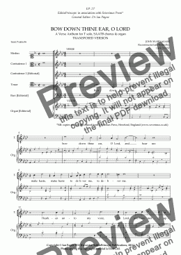 page one of Bow down thine ear O Lord [TRANSPOSED VERSION]