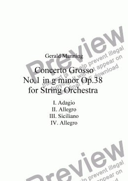 page one of MANNING, G -Concerto Grosso No.1 Op. 38 in g minor for String Orchestra