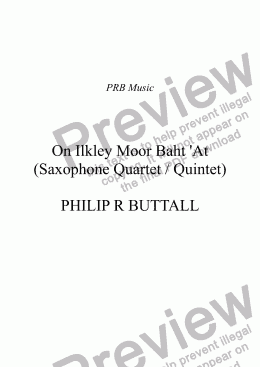 page one of On Ilkley Moor Baht ’At (Saxophone Quartet / Quintet)